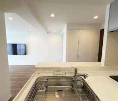 シンク前に立ちダイニングを見る