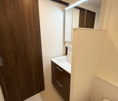 トイレ側から洗面台を見る